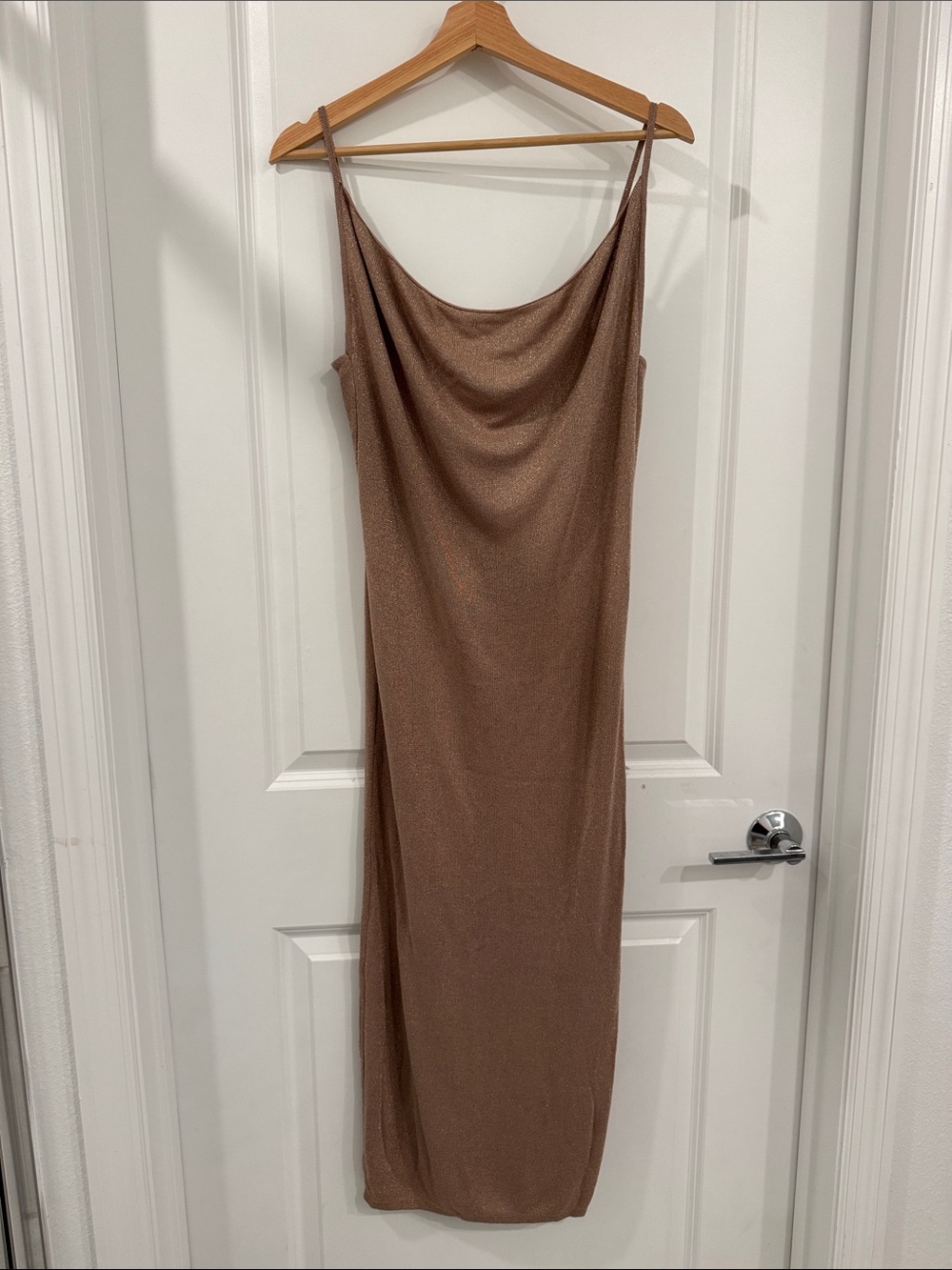 Vici Bronze-Brown Cowl Neck Maxi Slip Dress
